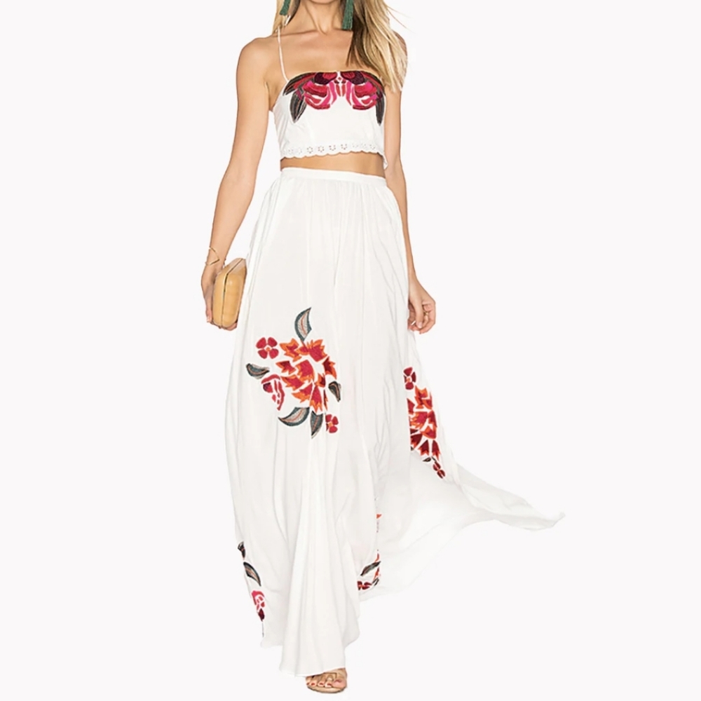 6 SHORE ROAD Embroidered 2pc Skirt Dress Set